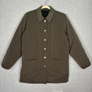 Liz Claiborne Jacket Women Small Green Reversible Quilted‎ Fur Utility Granny